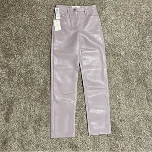 Aritzia Straight Leg Faux Leather Pants in Light Lavender